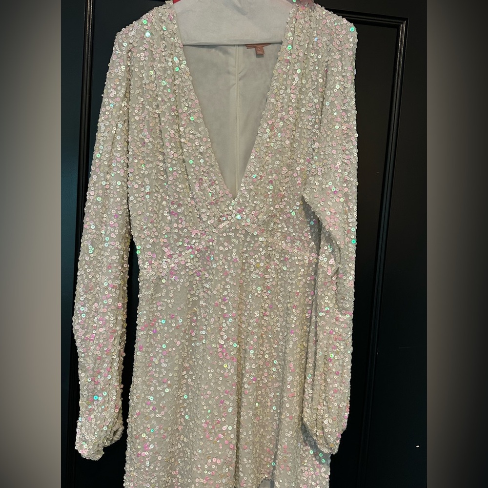 Show Me Your MuMu Sequin Dress in Iridescent White